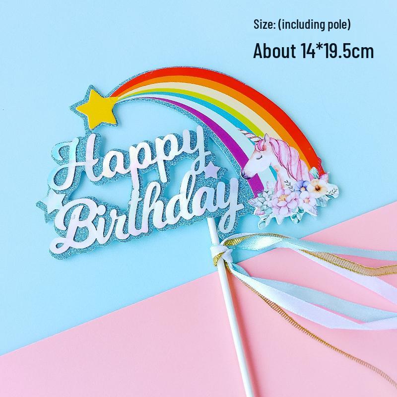 Double Layer Rainbow Balloon Cake Topper: Colorful Happy Birthday Decoration