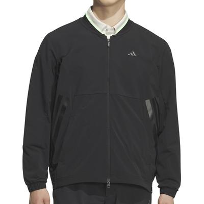 Adidas Golf Adizero lengvas švarkas juodas vyriškas vandeniui atsparaus audinio mišinys su pilnu užtrauktuku