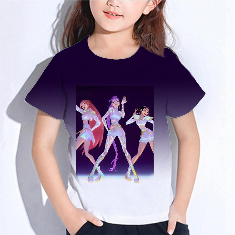 Sommer Huntrix Jente Kpop T-skjorter Barn Demonjegere T-skjorte Zoey Rumi Mira Gutter Jenter Kortarmede Topper Løs O-hals Barneklær