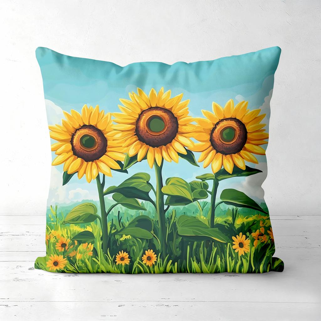 Sunflower Floral Farmhouse Throw Pillow Covers Pattern Cushion Cover Suitable For Sofa Bedroom Car Pillow Cover