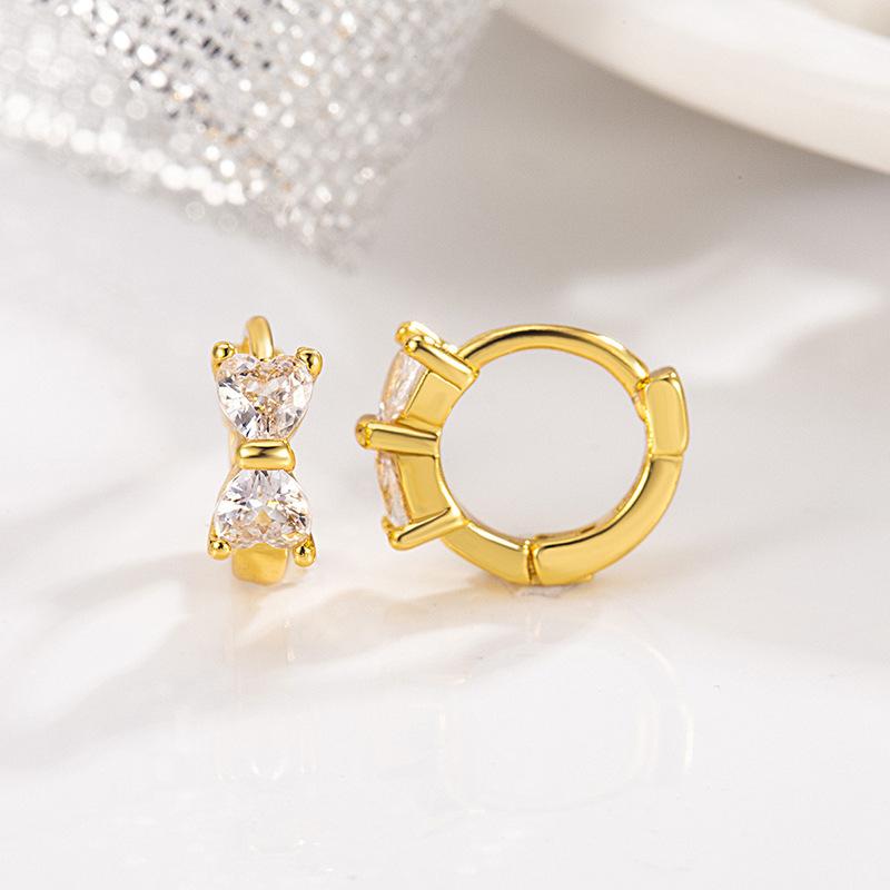 Bow Zircon Earrings, Earrings, Women's Niche High-end Design, Fashionable and Sweet Earrings.