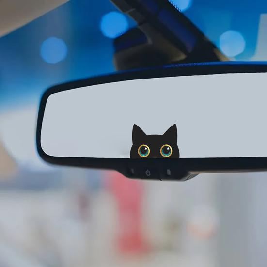 Yousheng Car Sticker, Waterproof PVC Self-adhesive Traceless Auto Decal, Spy Black Cat Pattern Car Sticker for Fuel Tank Caps Windows Luggage