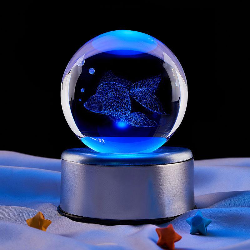 Engraved Crystal Music Box Night Light - Perfect Gift for Classmates or Best Friends