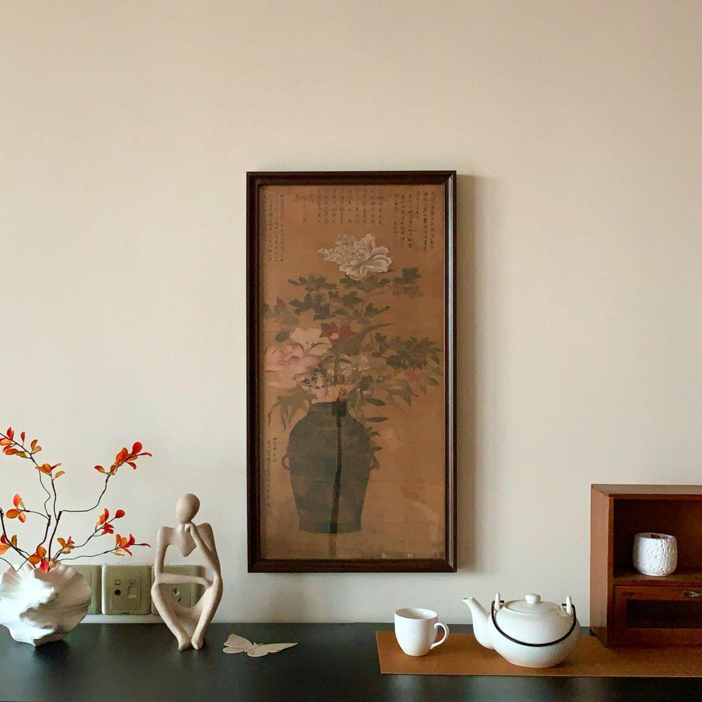Chinese Pine & Crane Longevity Wall Art - Framed Replica for Living Room, Entrance, Tea Room, or Homestay