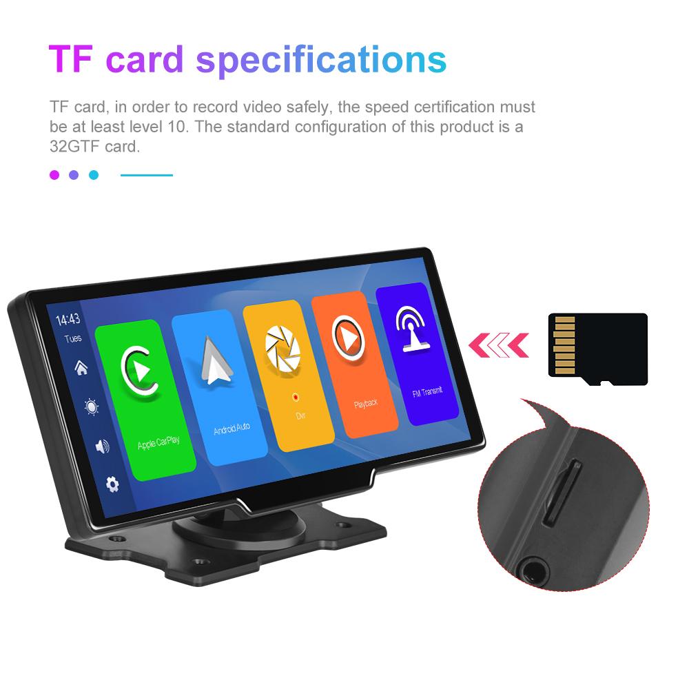 4K Ultra HD Wireless CarPlay Unit, Built-In Optical Sensor WiFi GPS Navigator + Dual Recording Vehicle Dashcam