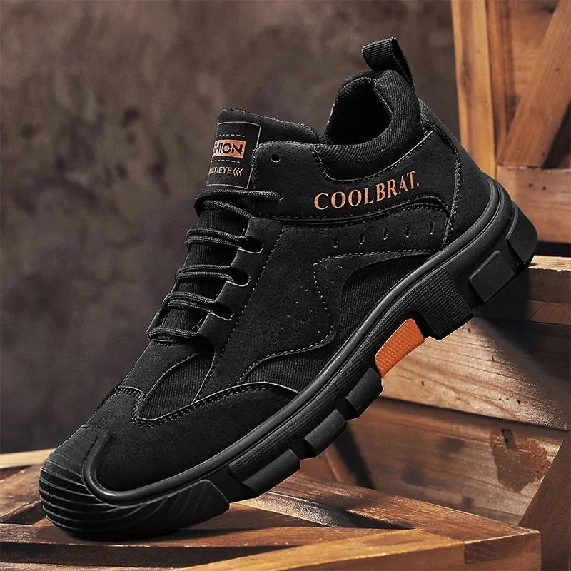 Men Sneakers  Autumn New Workwear Shoes Anti Slip Lightweight Odor Proof Wear-resistant Lace Up Comfort Cotton Shoes Outdoor