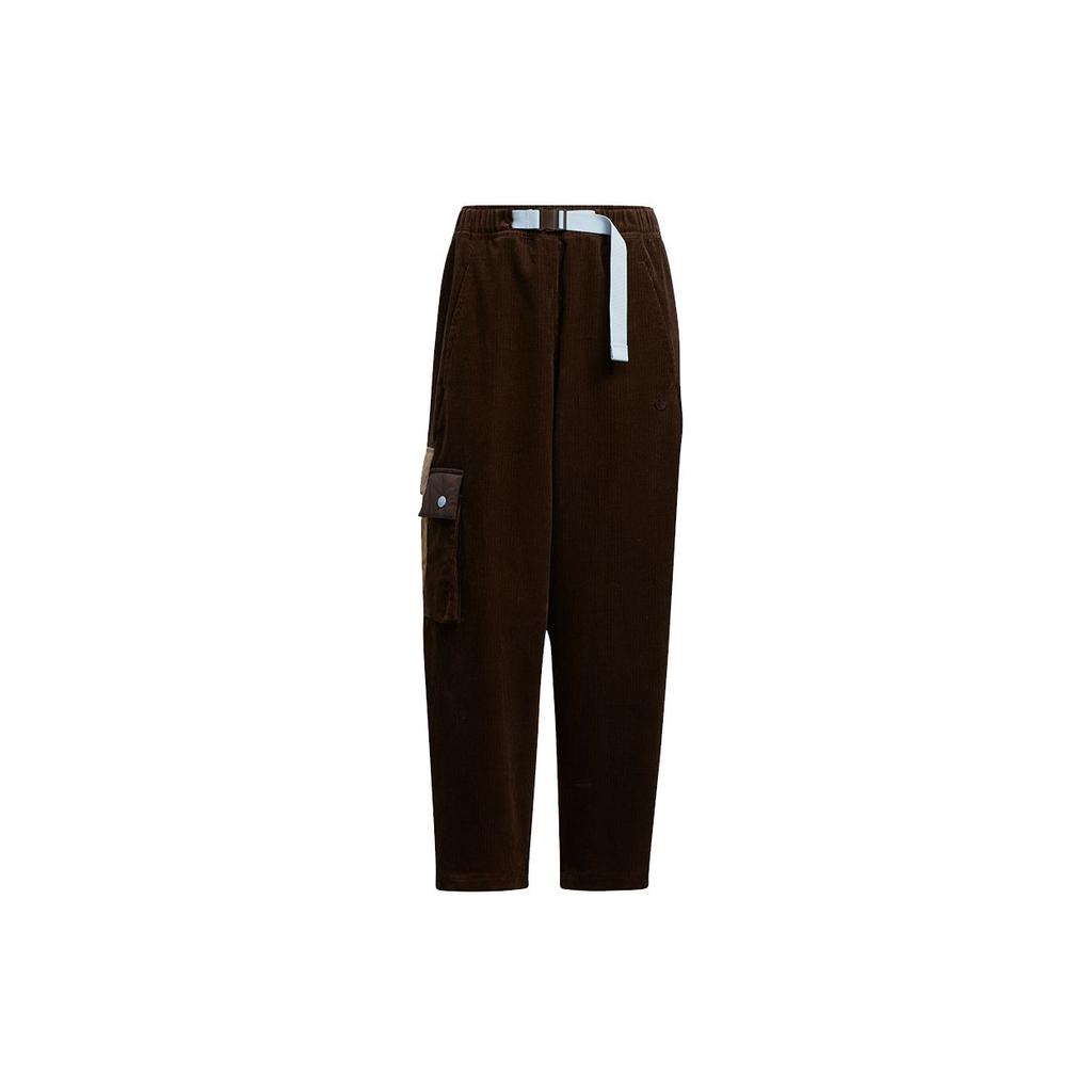 Adidas Originals Side Color Block Pocket Nine-Point Cargo Knit Sports Pants Women Pants Coffee HK0487