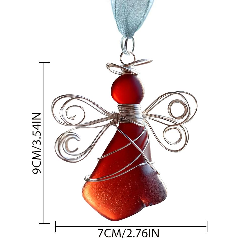 Sea Angels Ornaments Coastal Christmas Sea Glass Art Keepsake Wire-Wrapped Angel Christmas Tree Decoration
