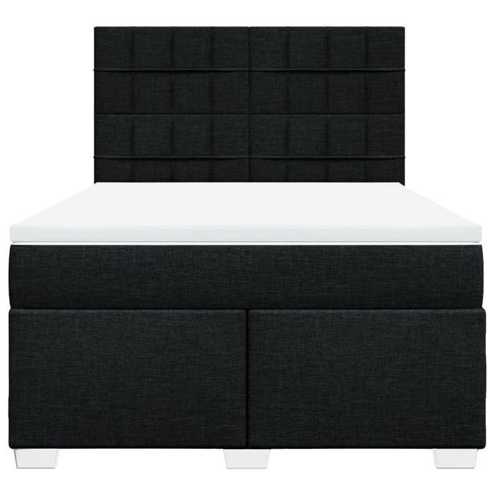 Exclusive House - Slatted Bed Base with Mattress Black 140x190 Cm Fabric
