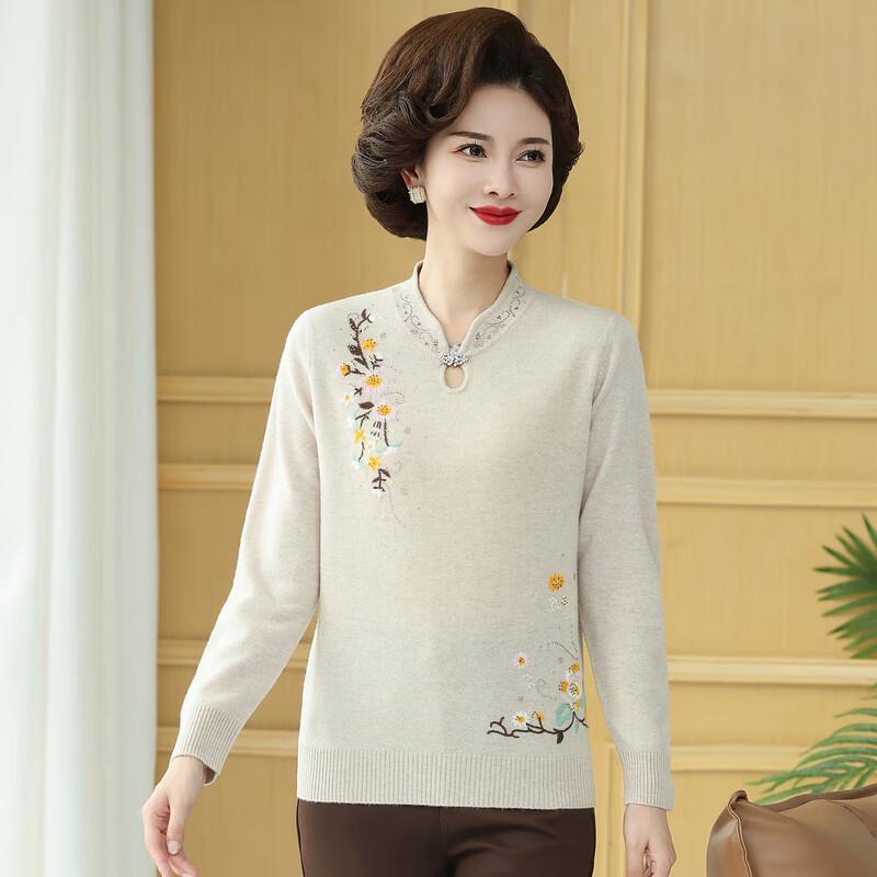 Fengxiao Women's 100% Wool Sweater Top (40-50 Years)