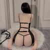 Rivet decoration transparent yarn exposed buttocks royal sister leather bundled lingerie maid sexy uniform