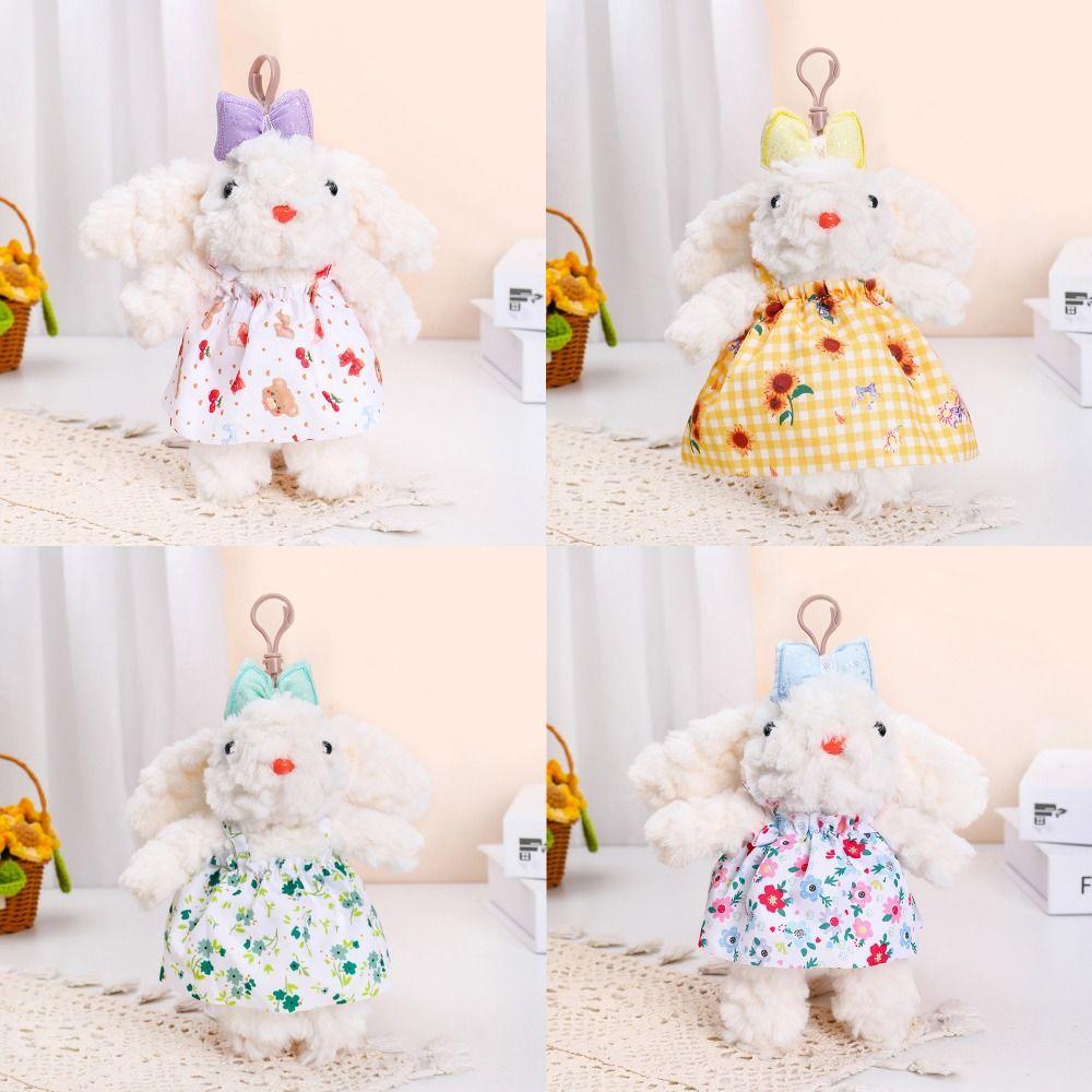 Rabbit Doll Plush Rabbit Keychain Bowknot Car Key Ring Creative Drooping Ear Rabbit Pendant  Gifts