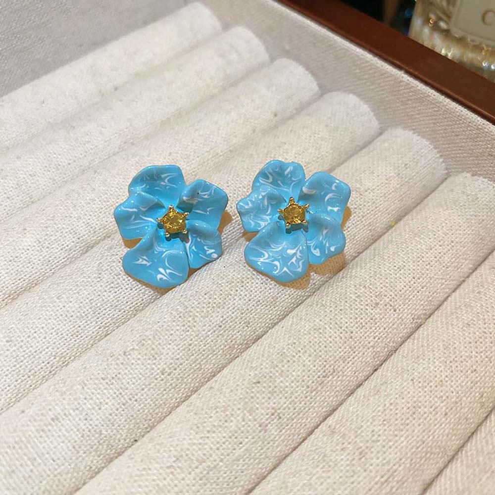 Ear Accessories Blue Flower Earrings Korean Style Flower Stud Earrings Flower Ear Studs  Party