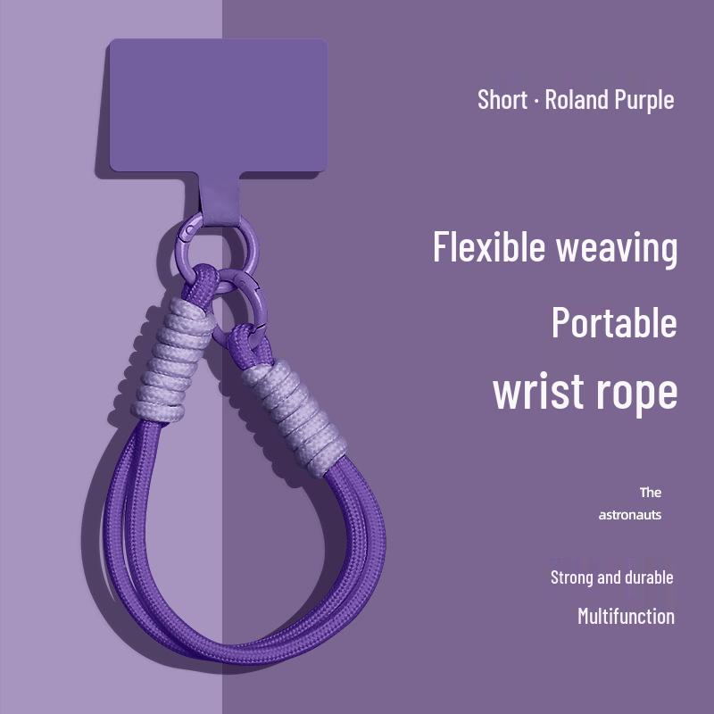 Popular Color-Block Phone Lanyard: Multi-Functional Anti-Loss Case, Earphone Cover, Toy Bag, Woven Wrist Strap