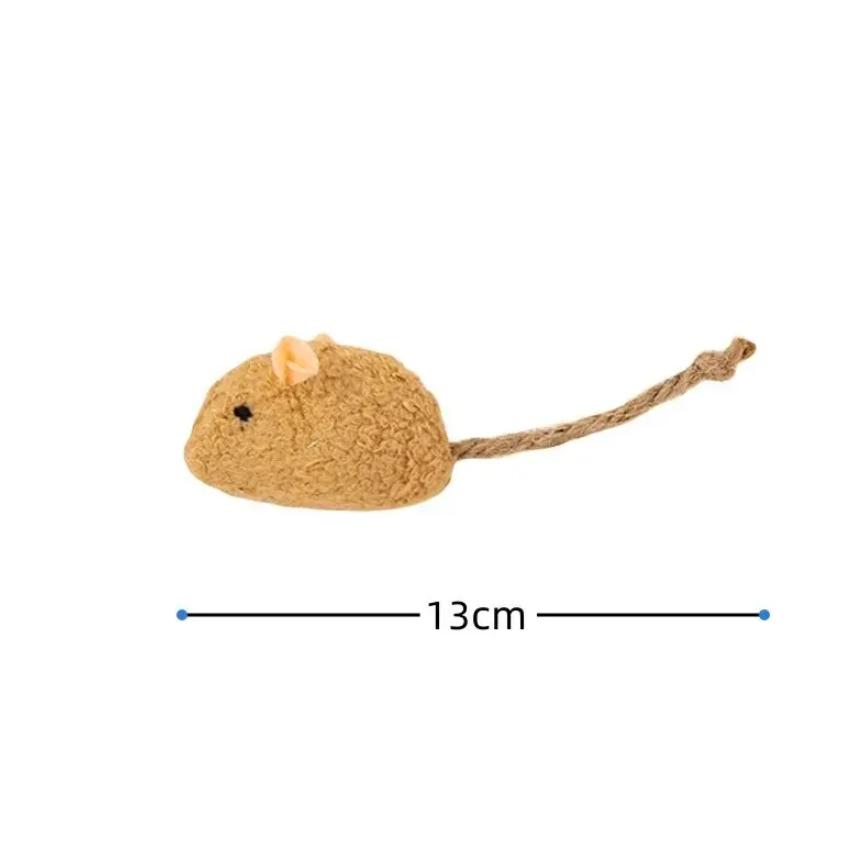 

Pet Interactive Small Toy New Home Cat Toy Plush Mouse Cute Modeling Kitten Toy Universal Peppermint Toy Cat Toys коричневий