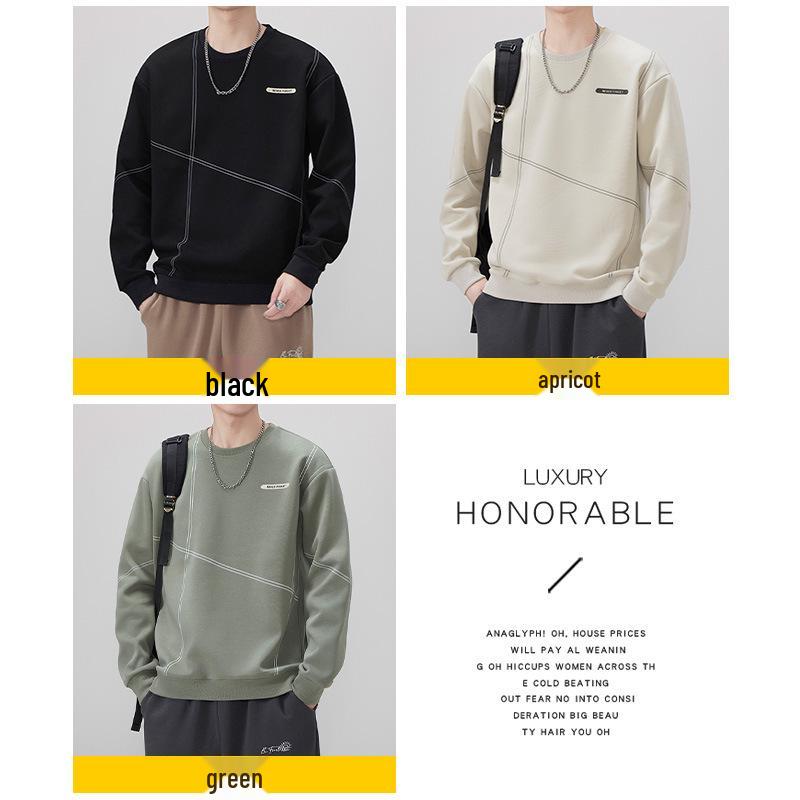 Men's 2025 Autumn/Winter Velvet Thickened Pullover Hoodie - Round Neck, Long Sleeve, Casual Sports Top