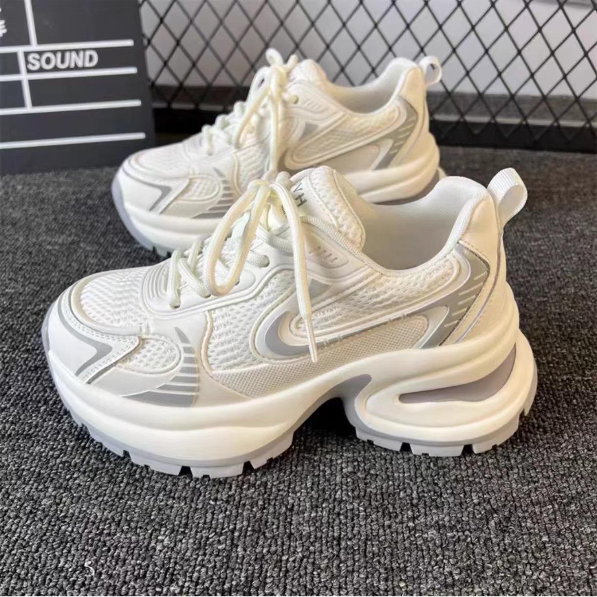 

Platform dad shoes new spring and summer mesh breathable lightweight casual sports shoes 35 белый