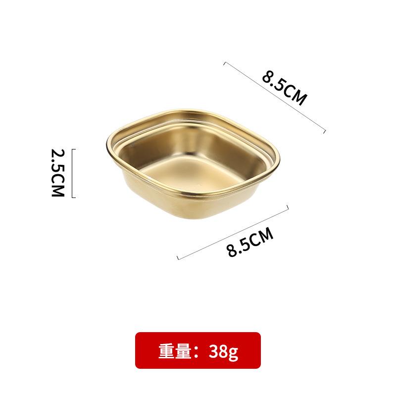 Korean Style Seasoning Dish Gold Silver Color Stainless Steel Barbecue Sauce Plate Tableware BBQ Restaurant Kitchen Tool