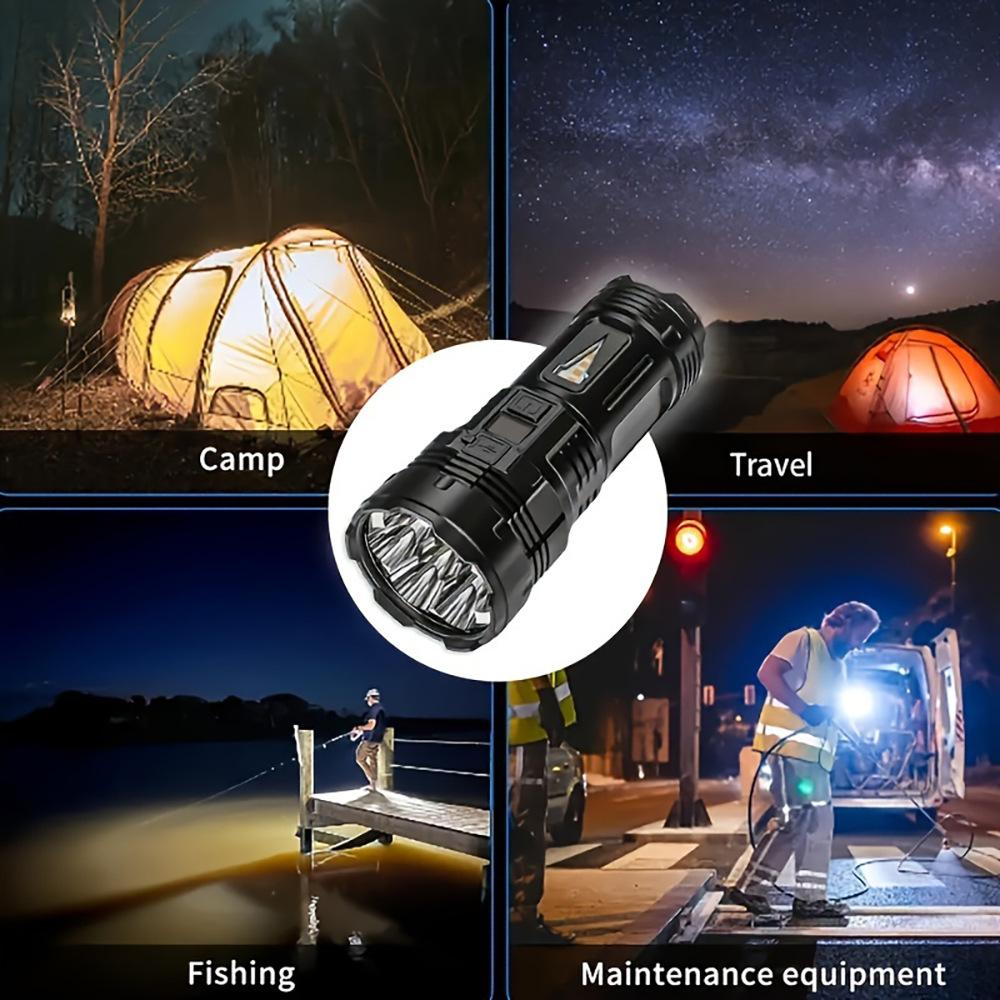 990000 Powerful Flashlight With 7 Wicks Super Tactical Light With COB Side Light Camping Lantern USB Rechargeable Outdoor Torch