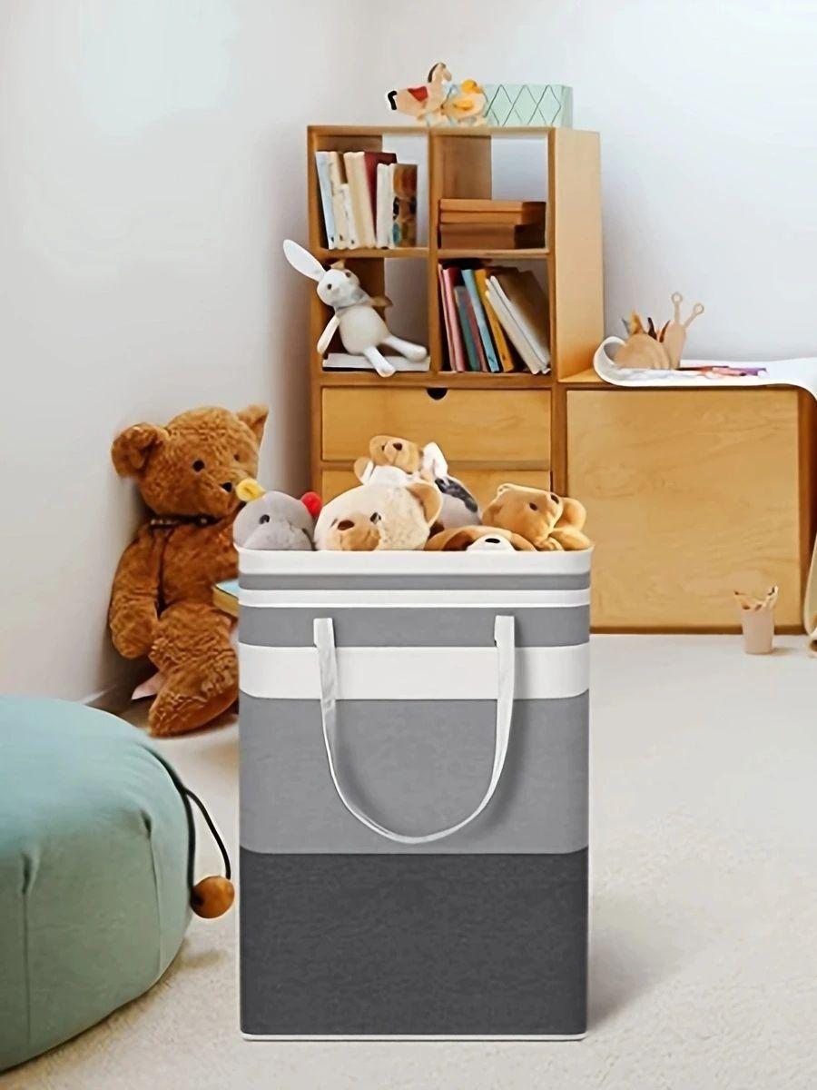 

Canvas bag storage basket for dirty clothes and sundries, waterproof and with large capacity, a dirty clothes hamper.One piece. светло-серый