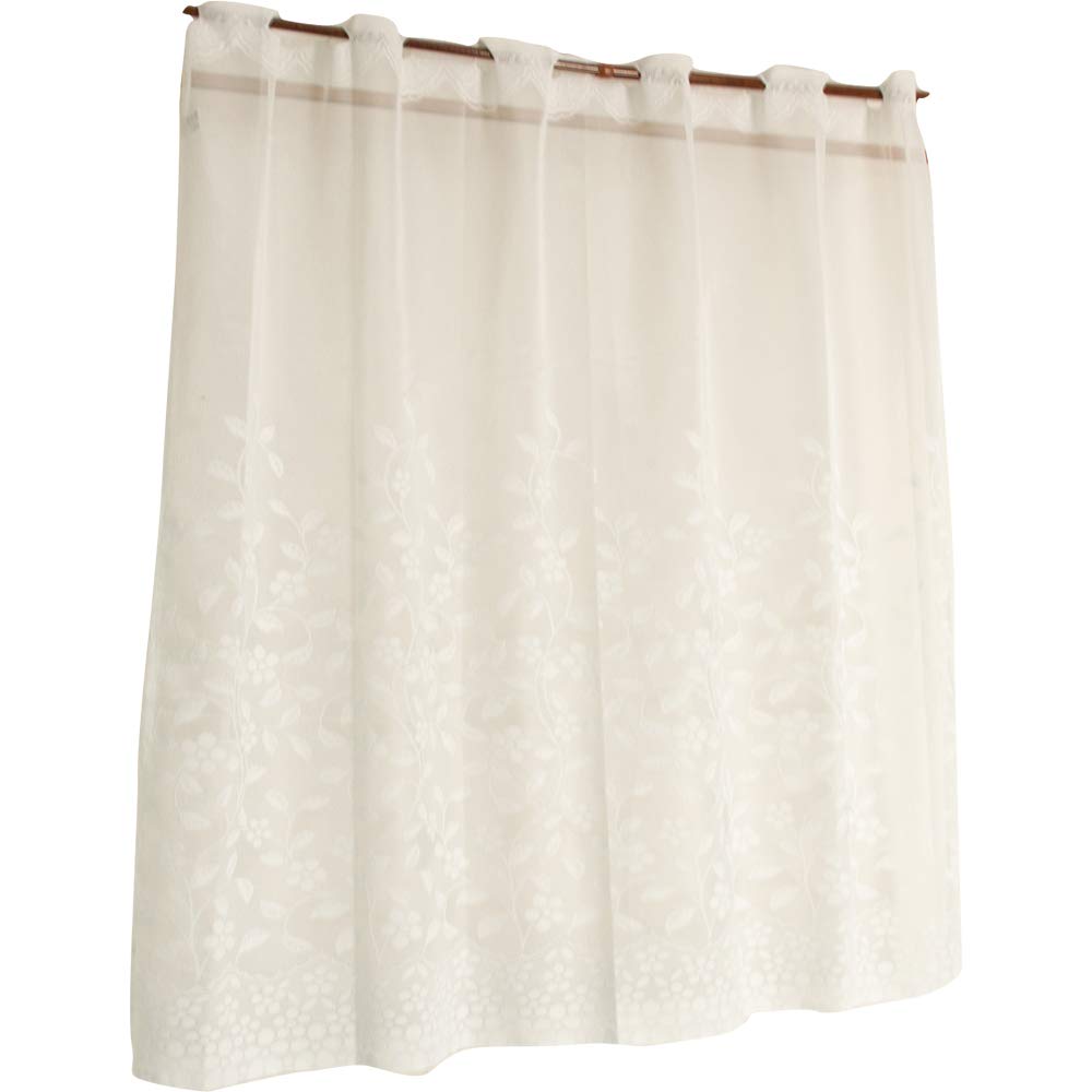 

Arie White Cafe 100cm Wide x 90cm Made in with a Cute Floral Vine Pattern Curtain, Long, Japan, белый