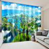 2024 Nature Seaside Scenery 3D Landscape Modern Thin Cloud Window Curtains for Living Room Bedroom Decor 2 Pieces Free Shipping