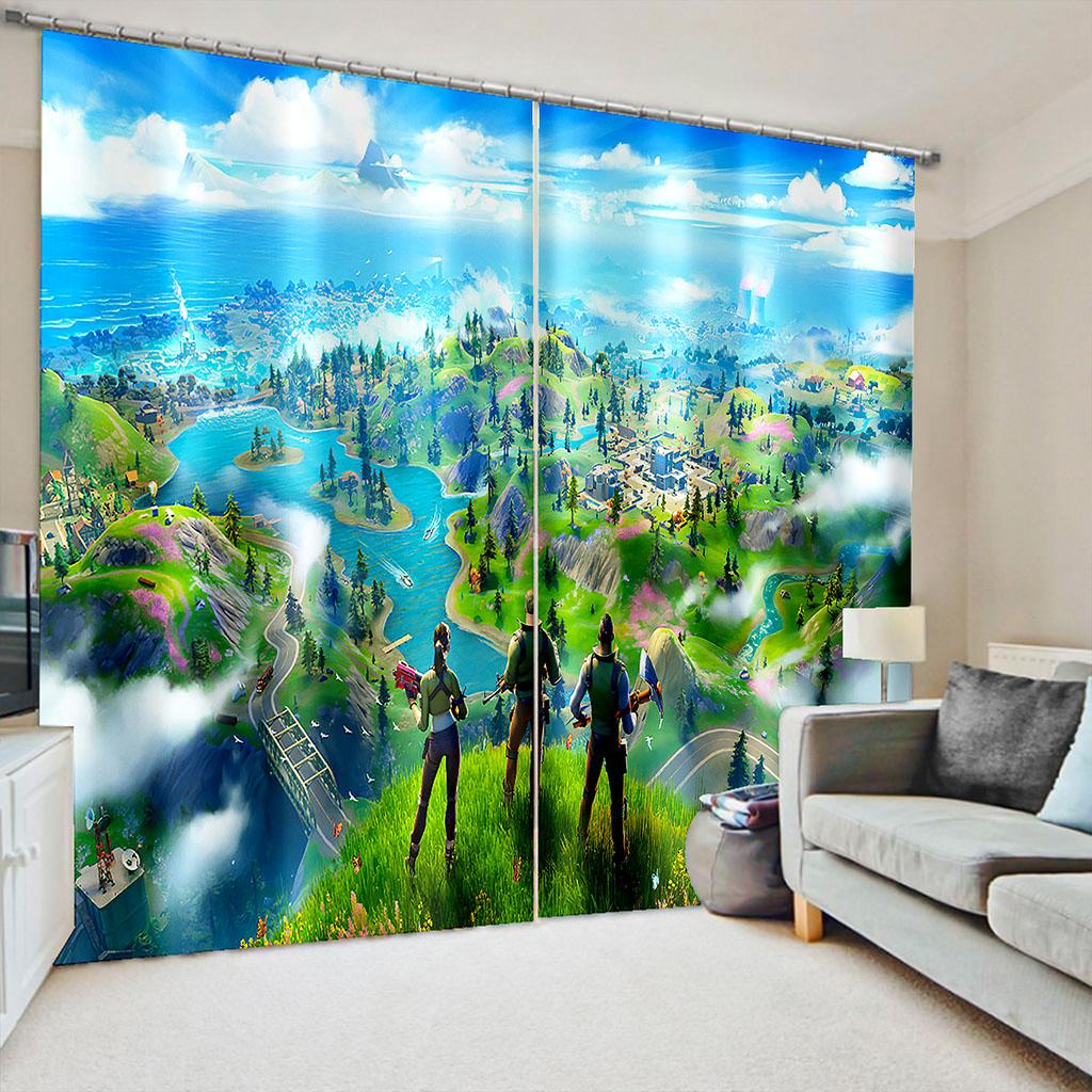 2024 Nature Seaside Scenery 3D Landscape Modern Thin Cloud Window Curtains for Living Room Bedroom Decor 2 Pieces Free Shipping