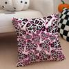 L-Leopard Print Hearts Pillow Trendy Cushion Cover Throw Pillow Cover Hidden Button Durable Polyester Chair Cushion