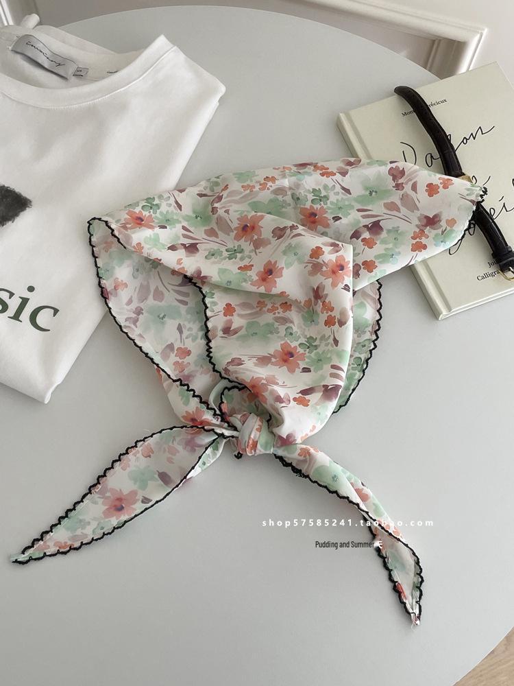 Lightweight Blue Striped Silk Bandana: Versatile Headband & Neck Scarf for Spring, Summer, Autumn.