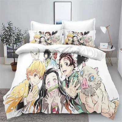 Demon Slayer Kimetsu No Yaiba Kamado Nezuko Anime 100% Polyester Bedding Set Duvet Cover Set Printed Cartoon Home Decor