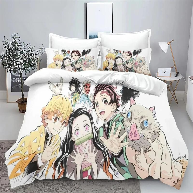 Demon Slayer Kimetsu No Yaiba Kamado Nezuko Anime 100% Polyester Bedding Set Duvet Cover Set Printed Cartoon Home Decor
