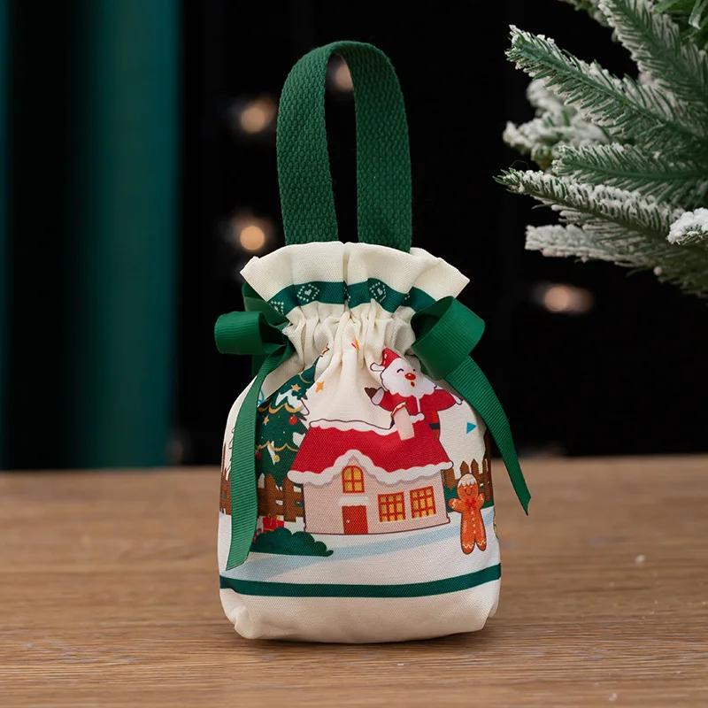 1 Stück Kordelzug Weihnachtsgeschenktüte Kleine Weihnachtsapfel Süßigkeiten Verpackungsbeutel Weihnachten Partygeschenke Feiertags-Geschenkverpackungsbeutel