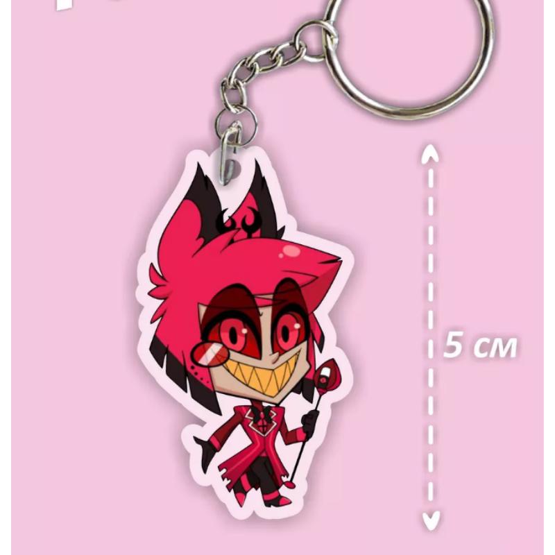Acrylic Key Buckle for Alastor Lucifer Charlie Vaggie Husk Angel Dust Vox Anime Cartoons Acrylic Key Chain Pendant Birthday Gift
