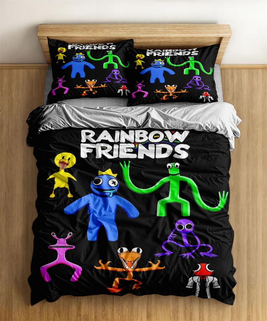 Graffiti Rainbow Friends Cartoon Duvet Cover UK Single Double King US Twin Full Queen Size Bed Linen Set