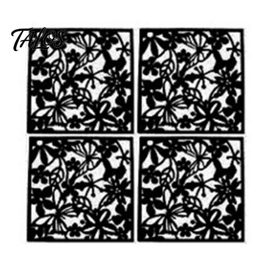 Hollow Carved Screen 5Pcs Hanging Room Divider Panel, Flower Butterfly Bird Wall Screen, Retro Square Decorative Partition Panel for Home Living