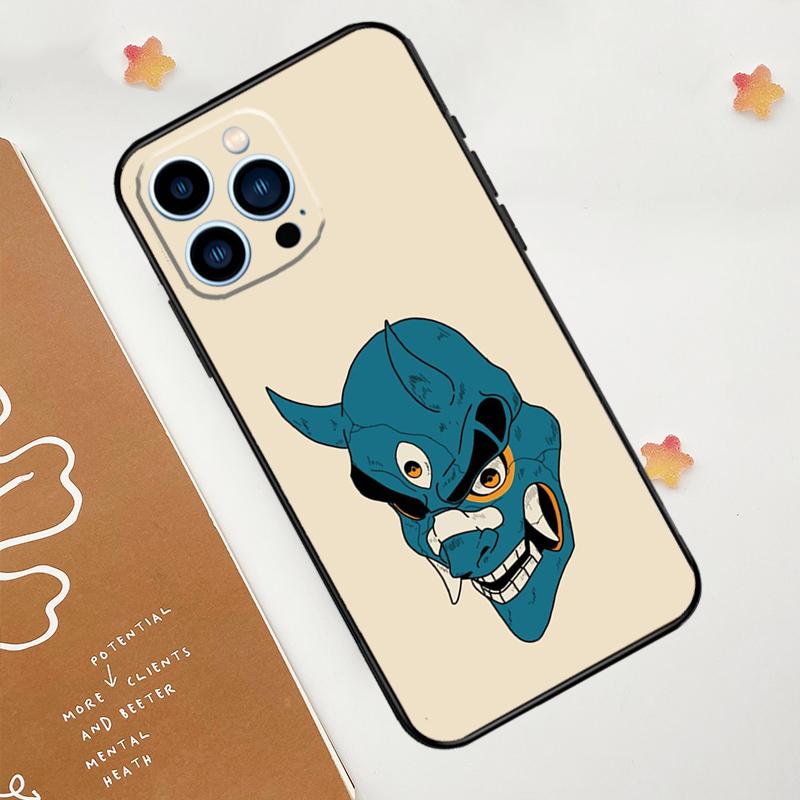 Japanese Oni Hannya Demon Mask Phone Case For iPhone 17 Pro Max 11 14 15 16 Pro Max 12 13 Mini 16 Plus 16e 17 Air Funda