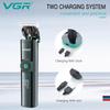 VGR 671 Professional Men's Electric Hair Clipper with Stainless Steel Blade and Long Battery Life Base Charging High-power Shaving Clipper LCD Display