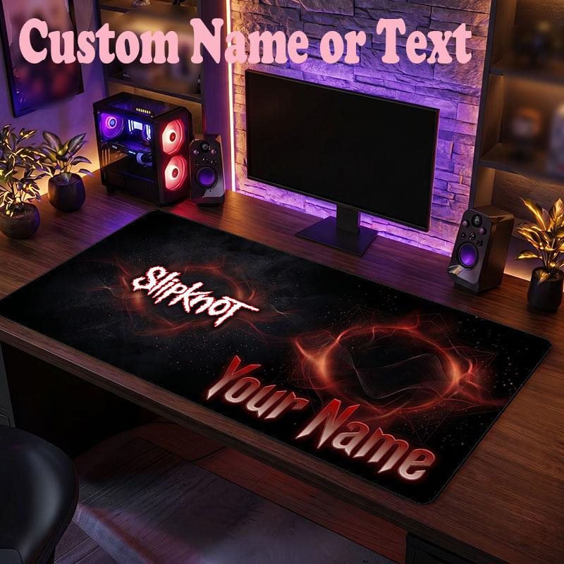Tappetino per Mouse Slipknot con Nome Personalizzato, Tappetino Grande per Scrivania, Regalo Personalizzato per Ufficio Domestico