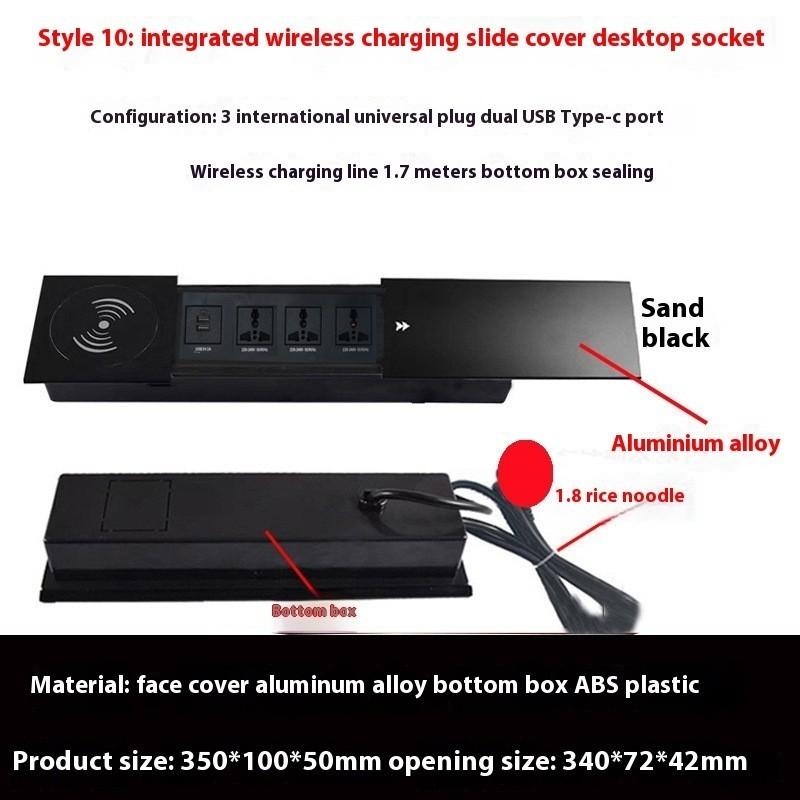 3 Holes 5 Holes Island Table Side Sliding Socket Hidden Type Multifunctional Upgraded Embedded Type Conference Desktop Socket