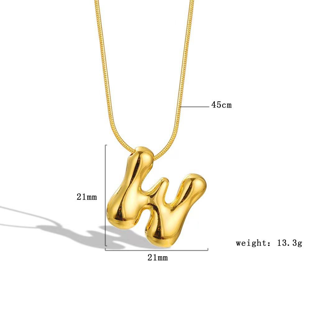 [9.30% off from 10 pieces] Balloon bubble chubby 26-letter necklace bare body simple pendant