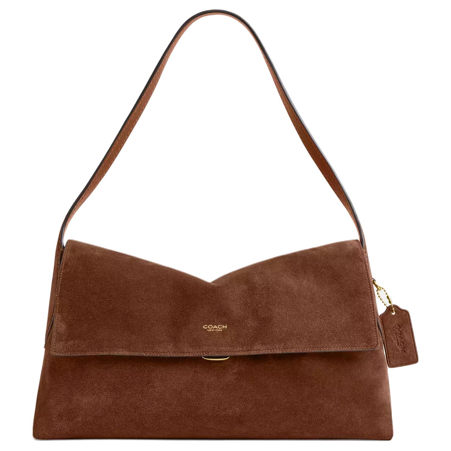 Coach Women's Brown Chelsea 36 Logo Push Lock Closure Leather Shoulder Bag Large Shoulder Bag Warm- Cdt20-B4wbr