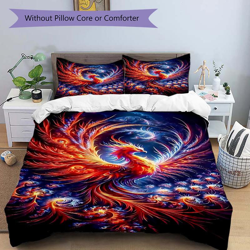 

3pcs Anime Phoenix Comforter Set with One Quilt Cover and Two Pillowcases (No Core) - Festival Gift, Polyester Fabric, Home Decor for Bedroom and Gues 135x200cm