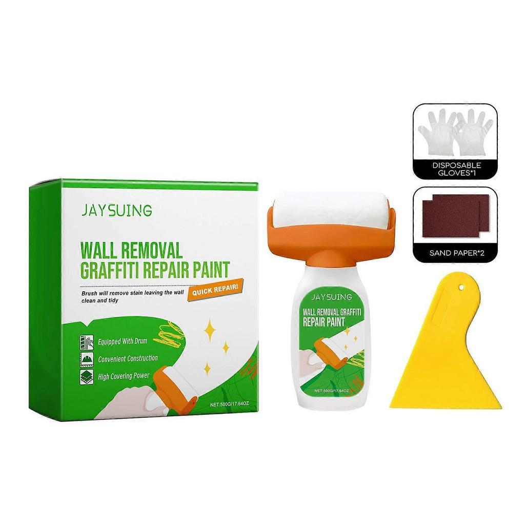 500g Repair Paint *1 + Gloves *1 pair + Sandpaper *2 + Scraper *1 This is a wall graffiti removal and repair paint for covering and repairing wall gra