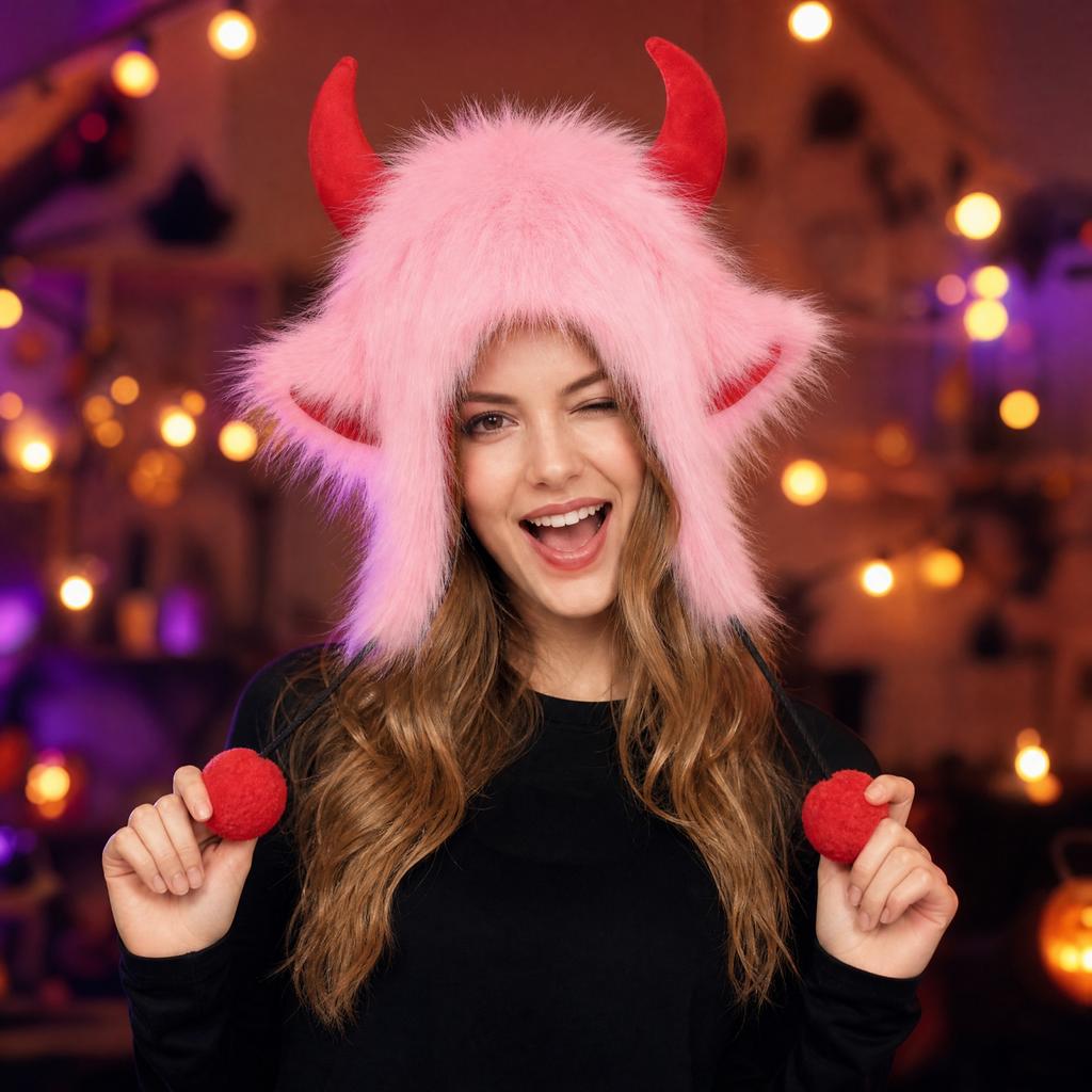 Unisex Adult Black Cow Hat Halloween Costume Headpiece for Funny Party