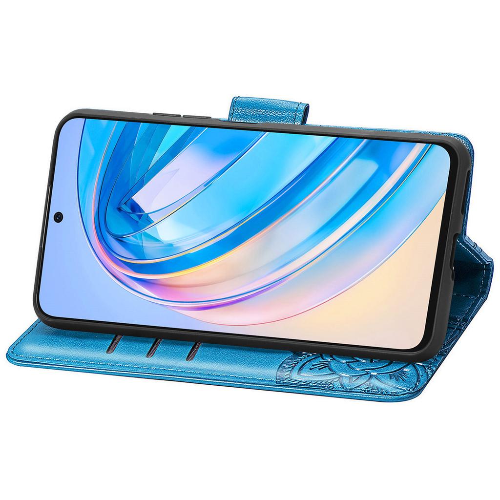 For Honor X8a 4G PU Leather Phone Case Stand Wallet Butterfly Imprinted Flip Cover