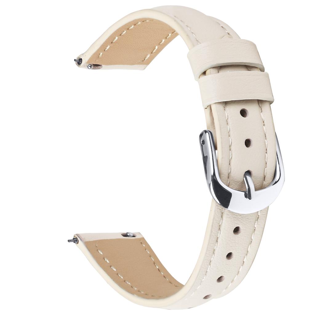 For Huawei Watch GT 5 41mm Watch Band 18mm Slim Genuine Cow Leather Strap with Silver Buckle