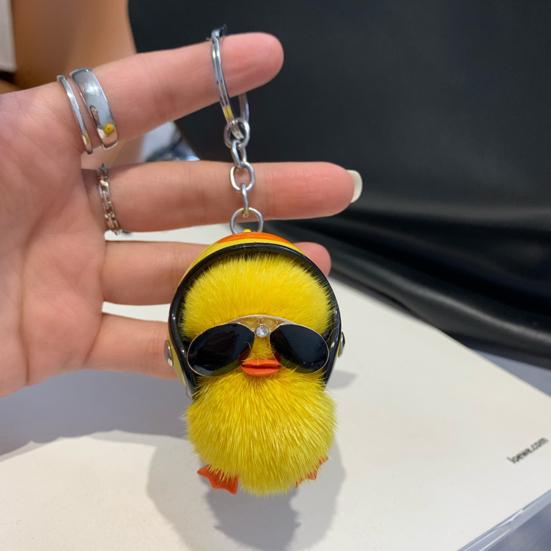 Keychain Soft Plush Duck Shape Portable Anti-Lost Key Holder Mobile Phone Chain Bag Hanger Backpacks Suitcases Hanging