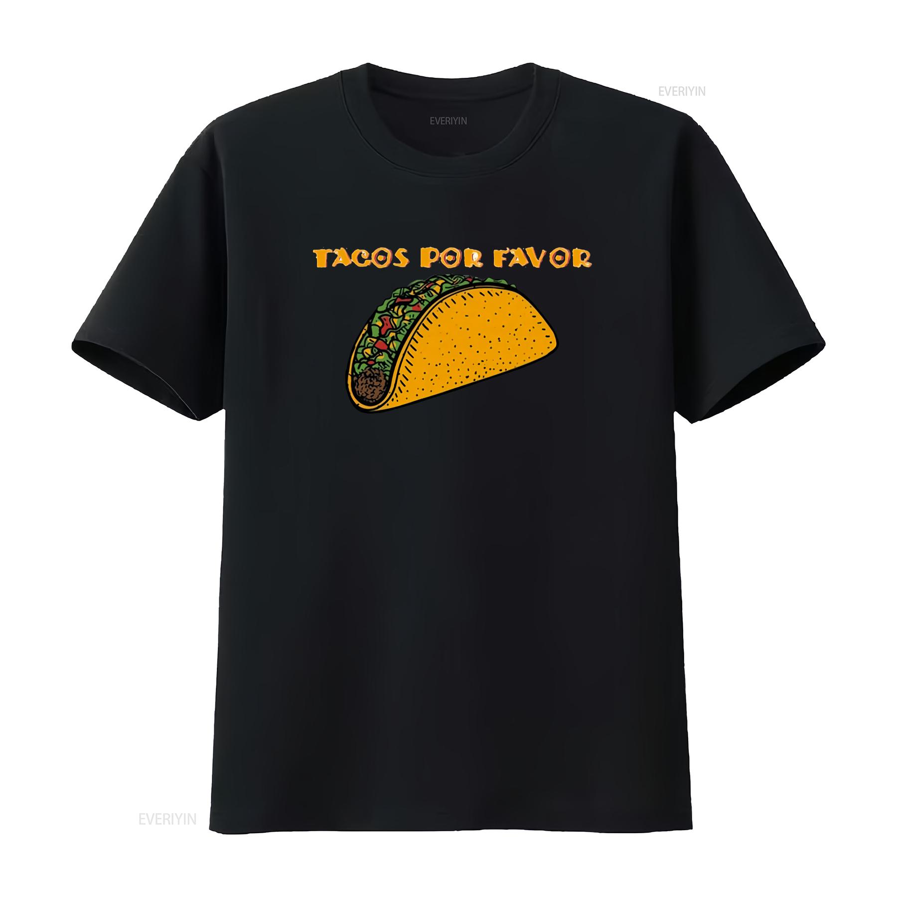 

Tacos Por Favor Adult T Shirt Sizes in Regular and Big Tall vintage Washed Soft Unisex Breathable Comfortable Casual 4XL