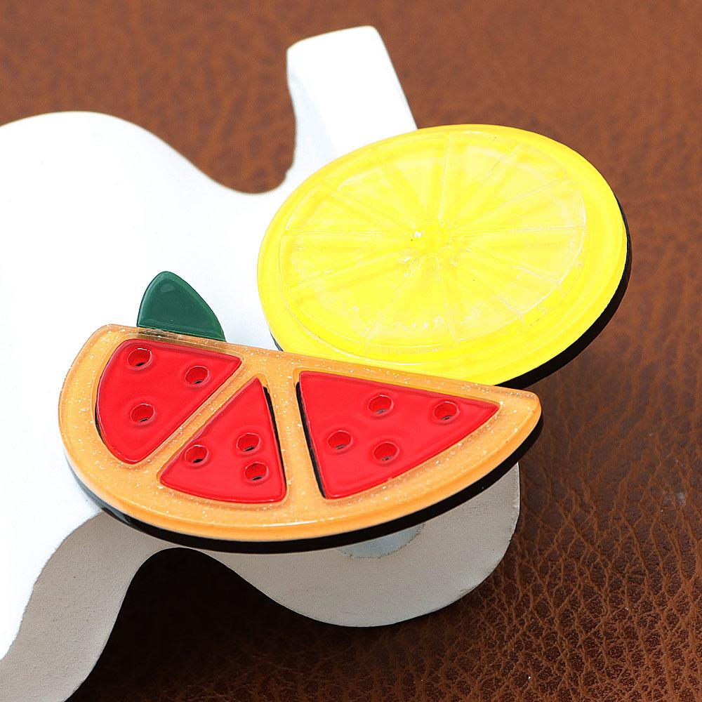 Handmade splicing acrylic sheet watermelon lemon fruit brooch, personalized and versatile