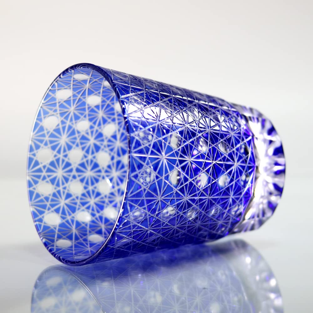 GREEM MARKET Wooden box included Crafts Glasswork Kiriko Glass Cup Shochu Glass Chrysanthemum connection pattern Kiriko glass Product GMS02236NW